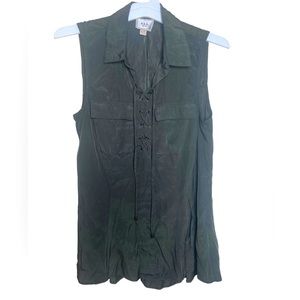 ECI New York Dark Green Lace Up Tank Blouse Size M